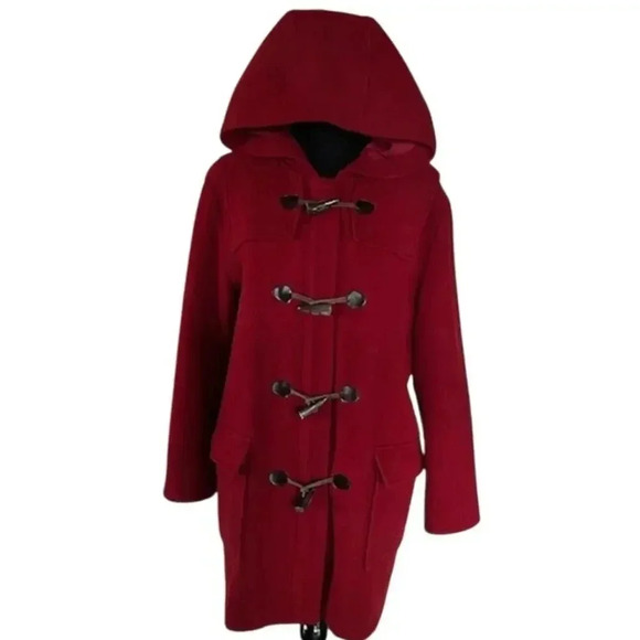 Eddie Bauer Women's Red Toggle Wool Coat, Size Petite Medium - Picture 2 of 7